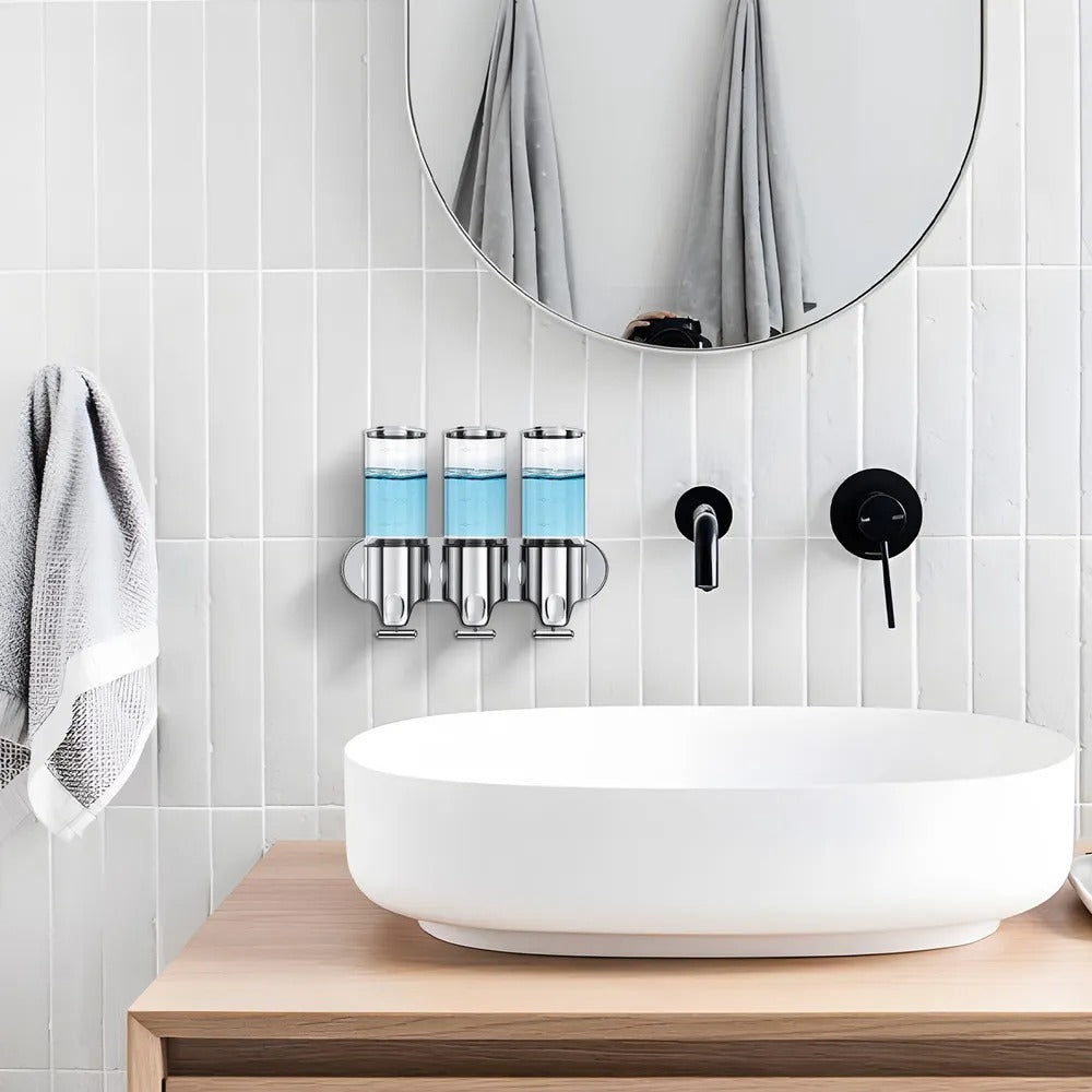 Dispensador Triple de Pared 1500ml – Organizador de Baño