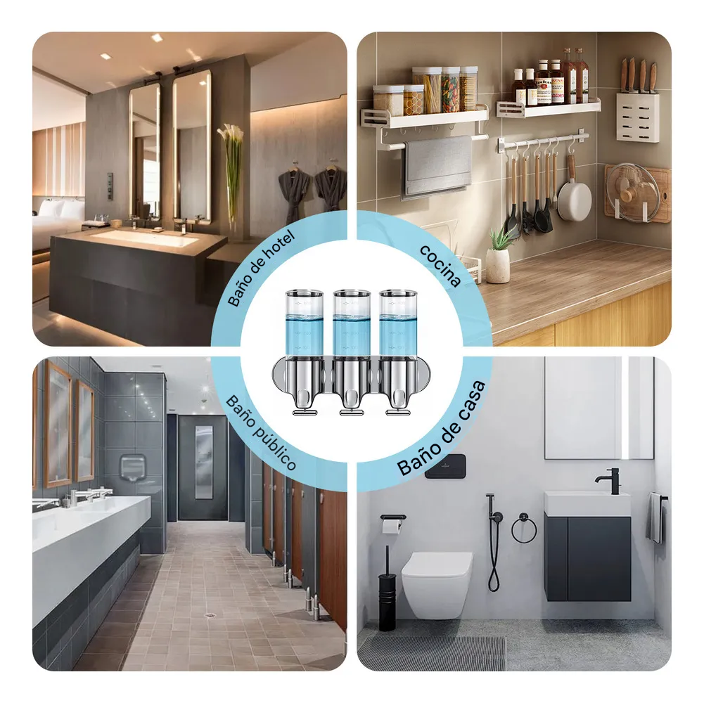Dispensador Triple de Pared 1500ml – Organizador de Baño
