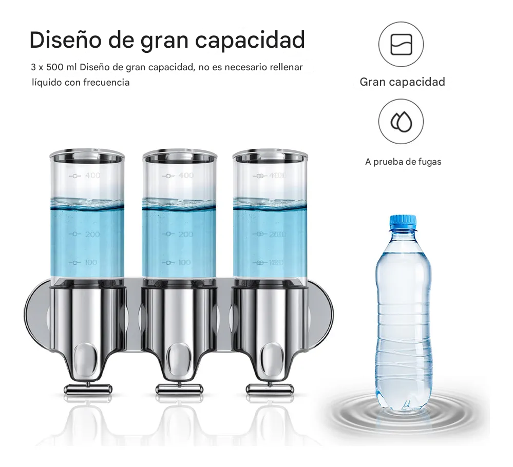 Dispensador Triple de Pared 1500ml – Organizador de Baño